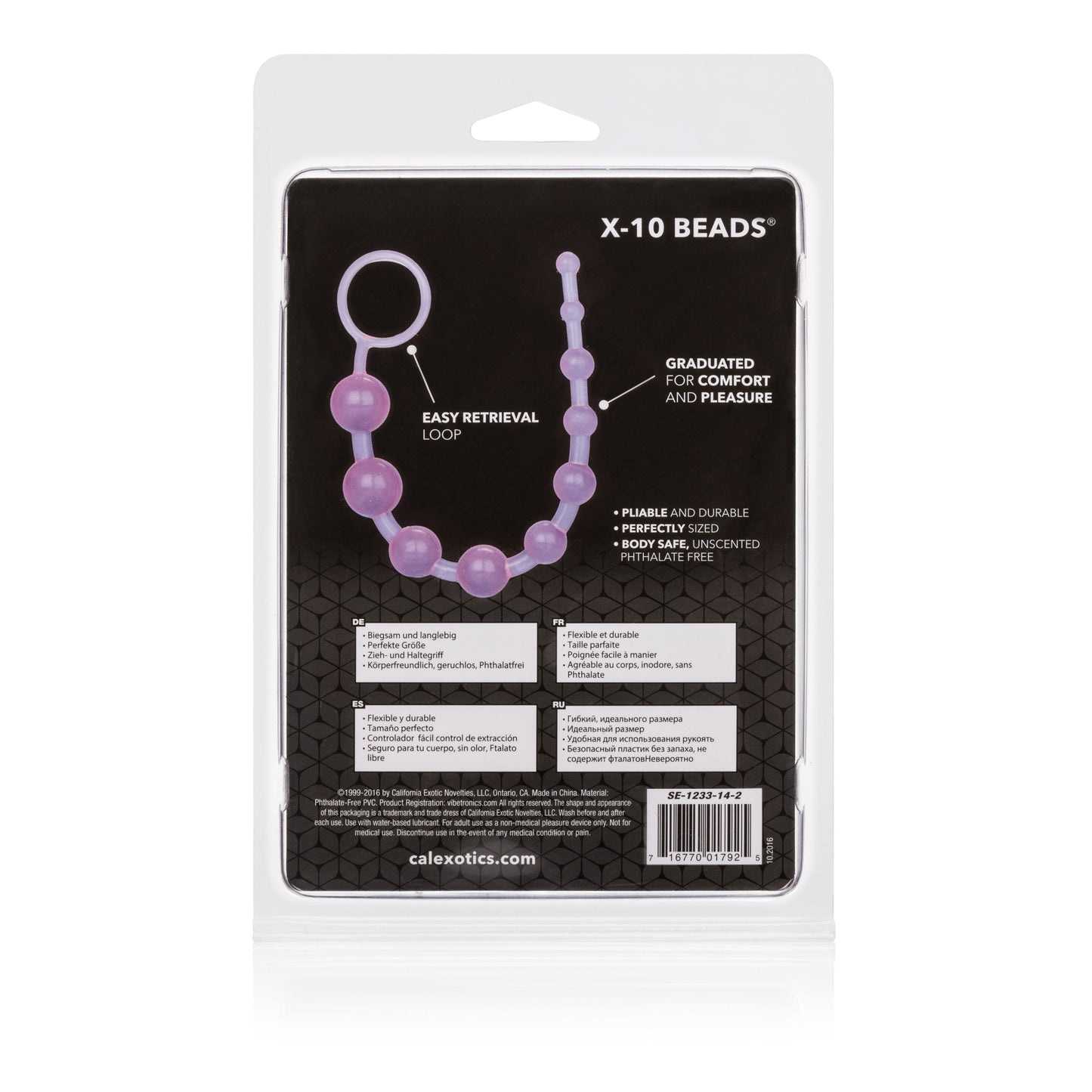 X-10 Beads Purple Graduated Anal Pleasure Beads with Easy Retrieval Loop and Smooth Jelly Finish