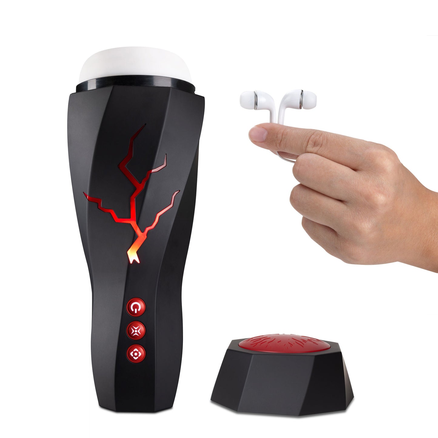 M for Men Storm (White) – Ribbed Masturbator Cup Vibrator with 7 Vibration Functions and Suction