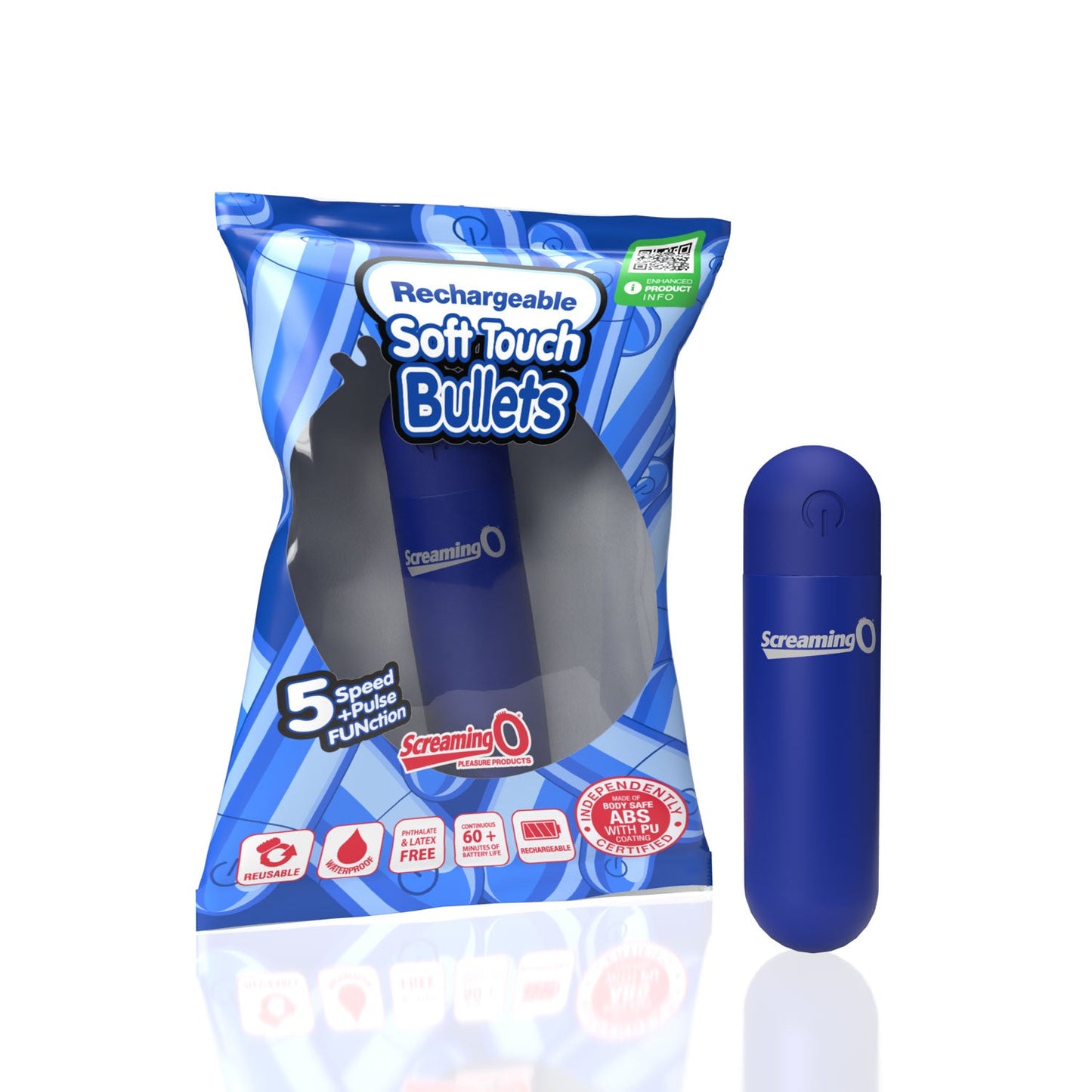 Rechargeable Soft Touch Bullet (Blue) – Waterproof 5-Speed Bullet Vibrator