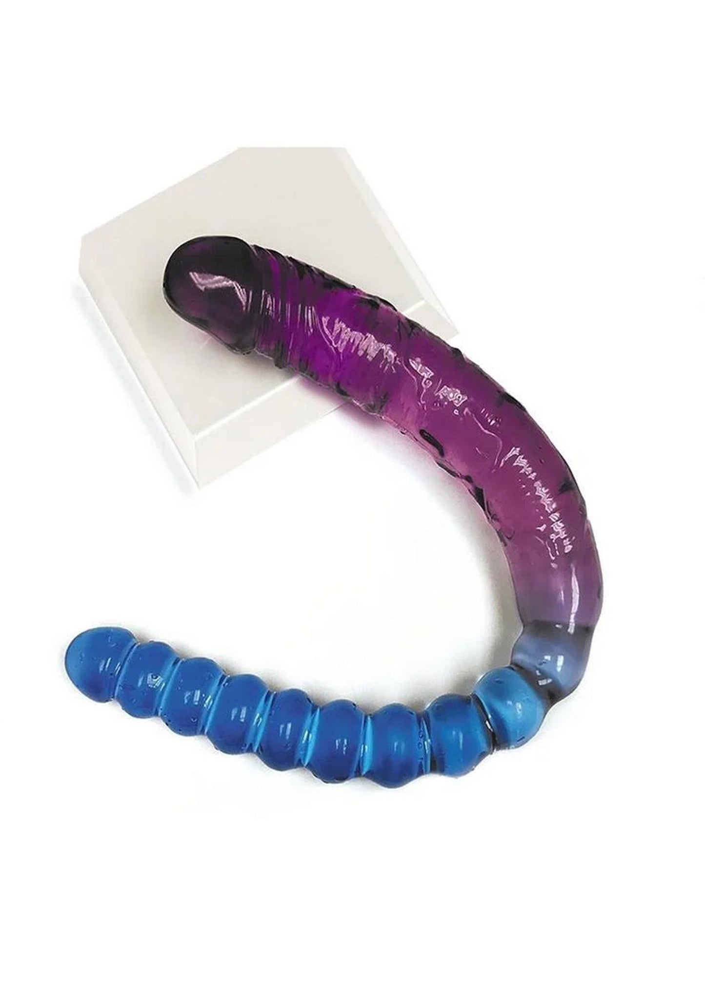 Shade (Violet and Blue) – 17 Inch Double Dong with Beaded and Girthy Sides Dildo