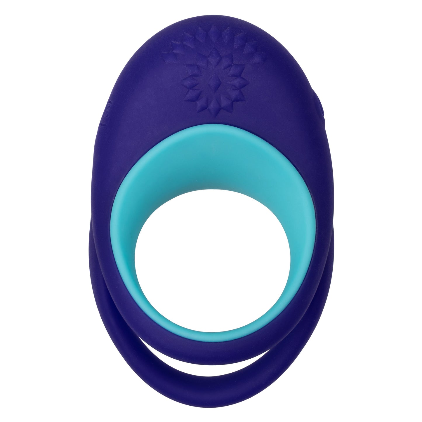 Link Up Alpha Vibrating Couples Enhancer Ring Two-Piece Set Blue and Turquoise Waterproof Silicone