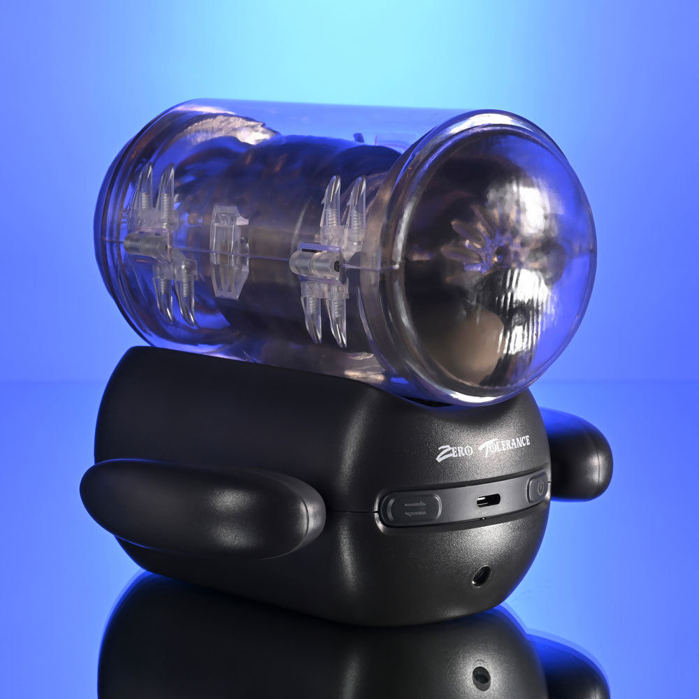 Zero Tolerance Hold Me Tight – USB Rechargeable Vibrating Heated Auto Stroker with Phone Holder