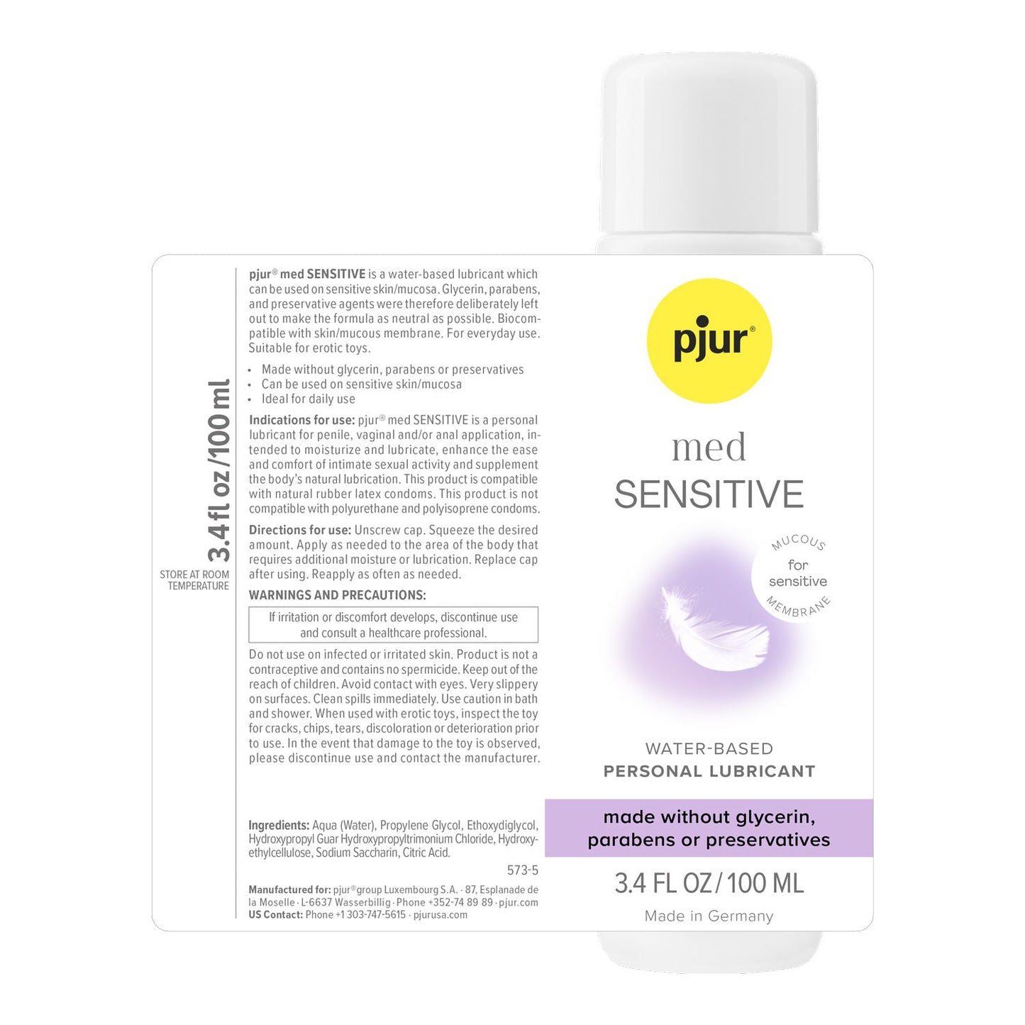 Pjur Med Sensitive Glide – Water-Based Personal Lubricant 3.4 Fl Oz (100ml)