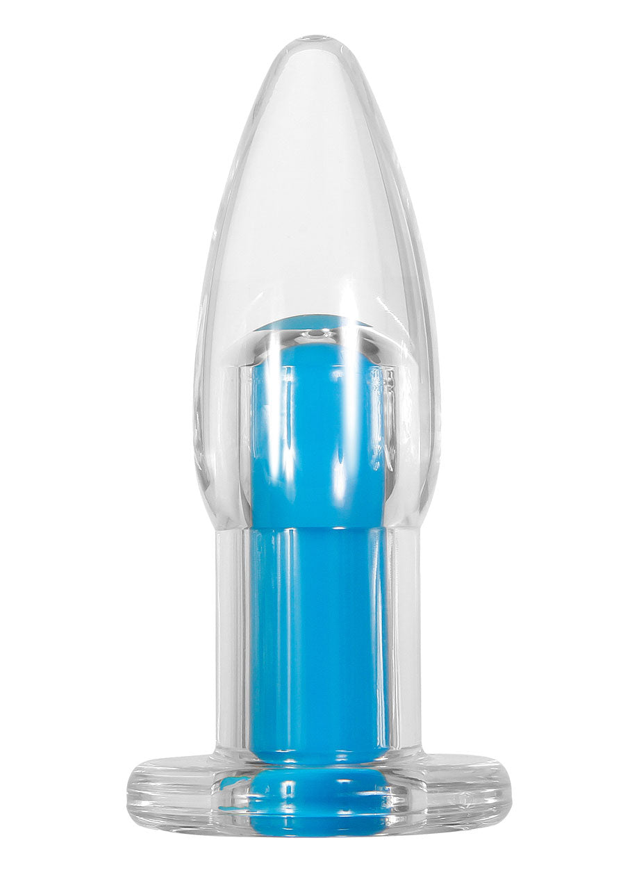 Electric Blue Crystal Clear Vibrator with Remote Control and Ten Speeds