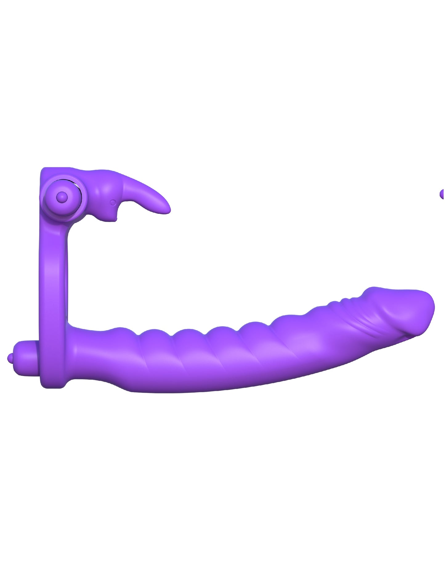 Fantasy Silicone Double Penetrator Rabbit Cockring in Purple