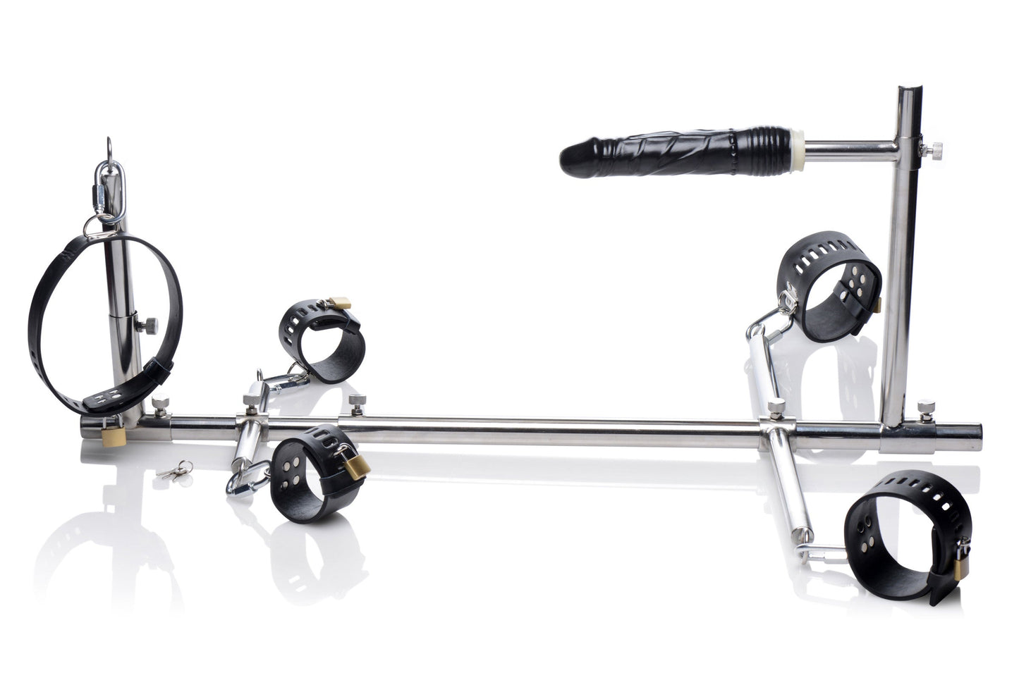 Master Series Imprisoned Metal Stockade with Dildo for Adventurous Couples