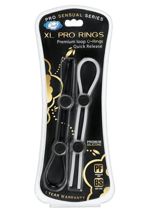 Cloud 9 Pro Sensual XL (Black/White) – Adjustable Cock Ring 2-Pack