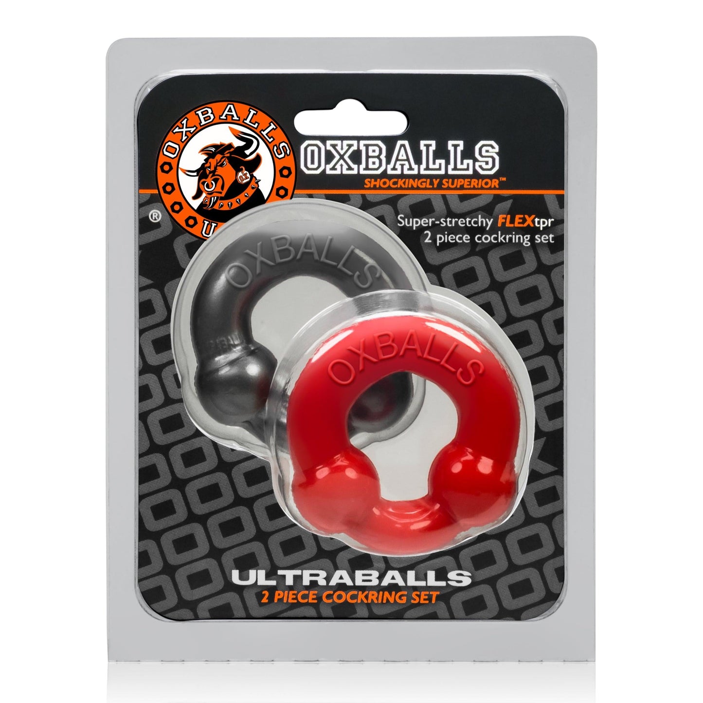 Ultraballs 2 Pack Cockring Steel and Red