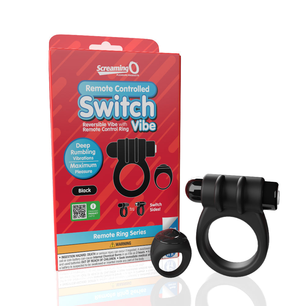 Remote Control Switch Vibe (Black) – Waterproof Rechargeable Double-Sided Vibrating Cock Ring