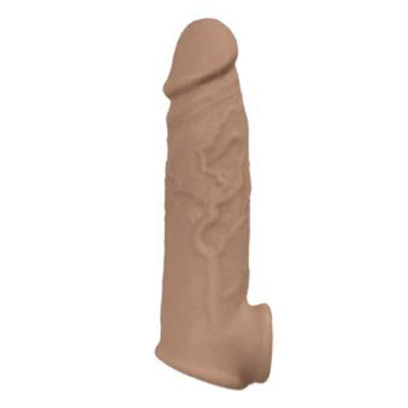 Natural Realskin Vibrating Penis Extender Sleeve Brown 7.6cm