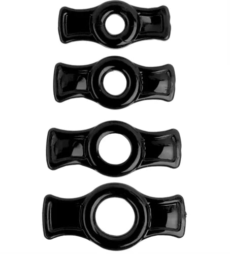 Titanmen Cock Ring Set (Black) – Stretchable Cock Rings Set