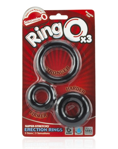 RingO X3 Cock Rings Mixed Pack - Black