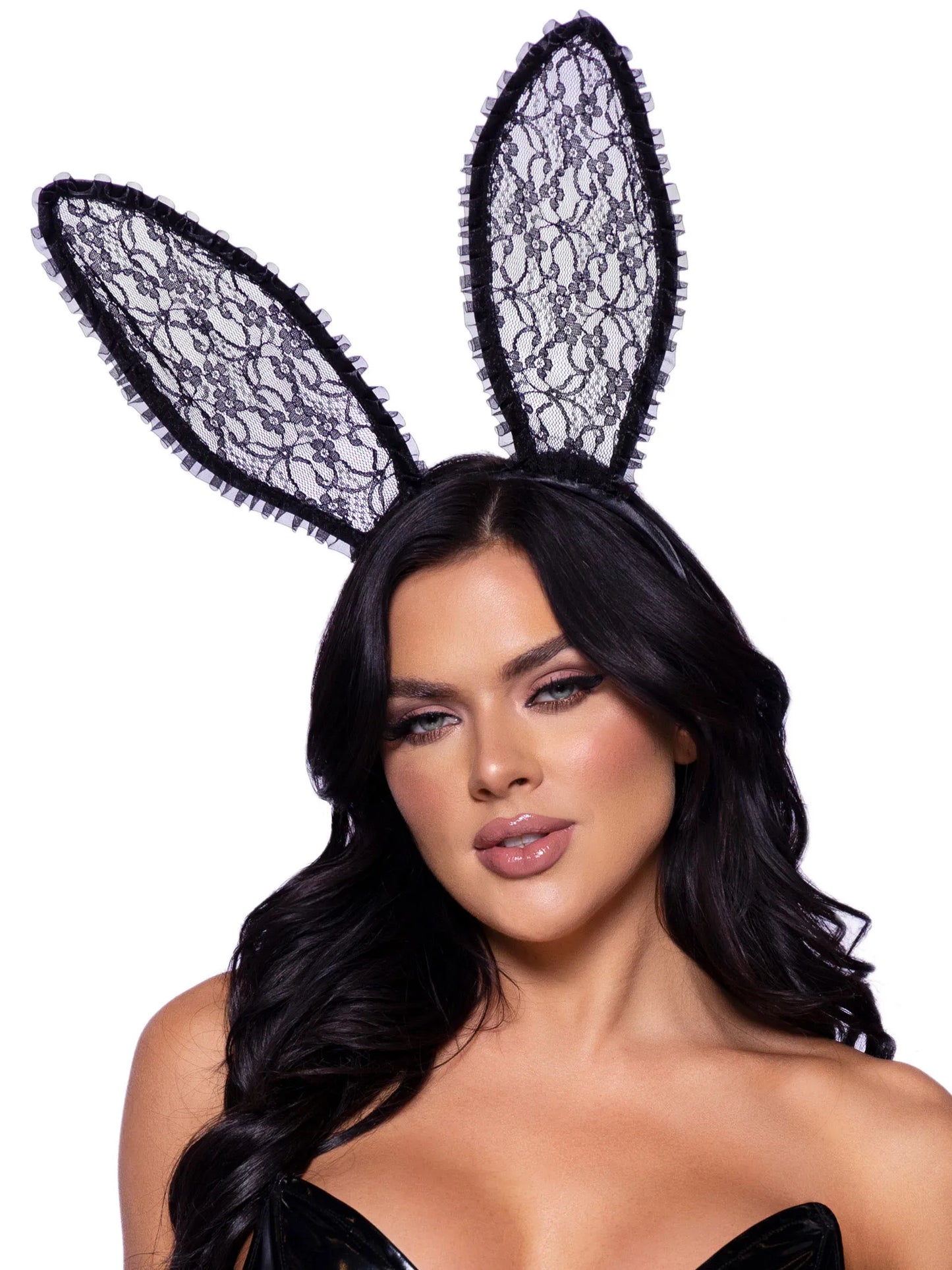 Ruffle Trimmed Bendable Lace Bunny Ears – Costume Accessory