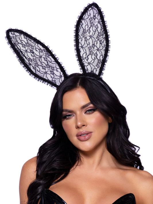 Ruffle Trimmed Bendable Lace Bunny Ears – Costume Accessory > Clothes > Costumes > Womens