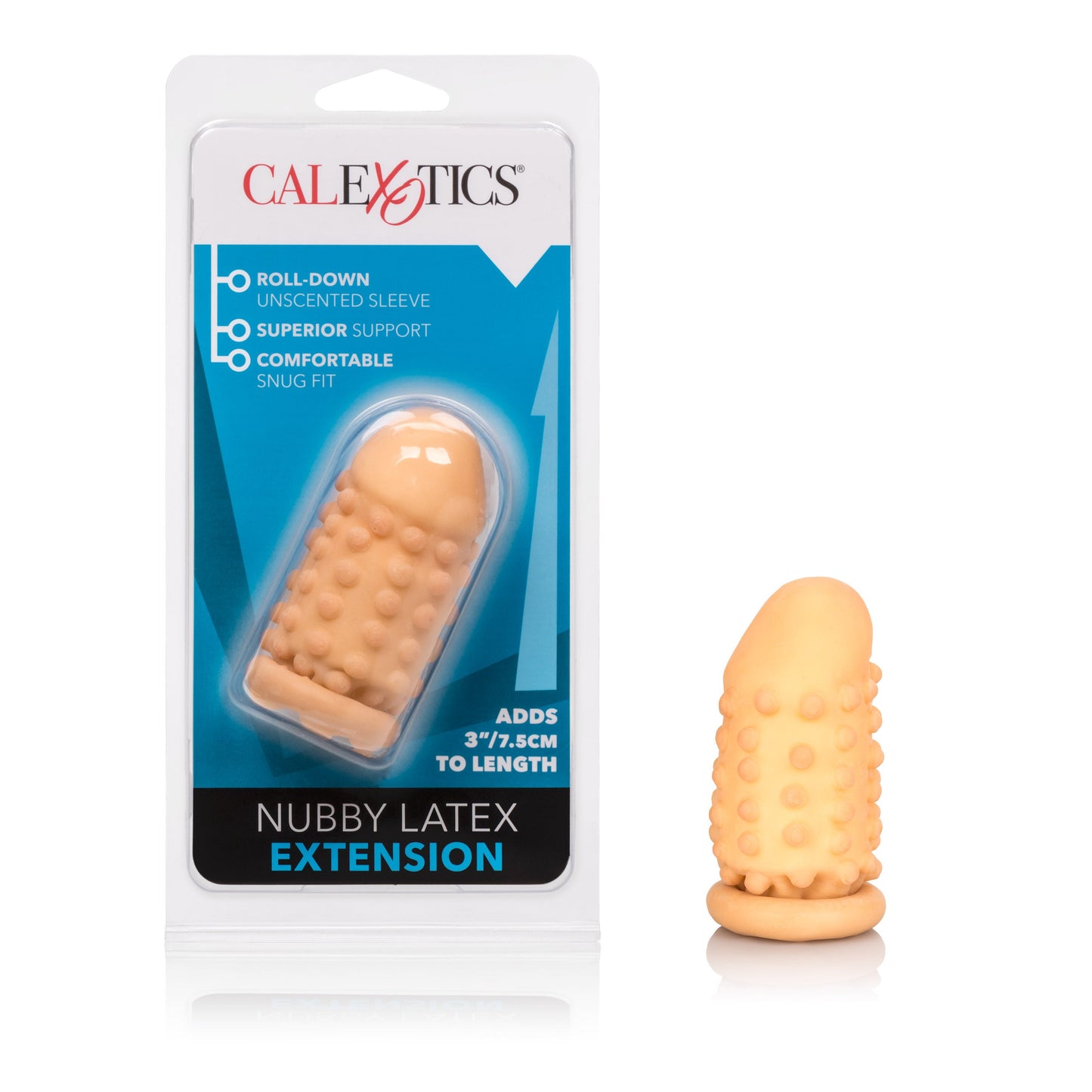 Smooth 3 Inch Ivory Latex Penis Extension with Roll Down Sleeve