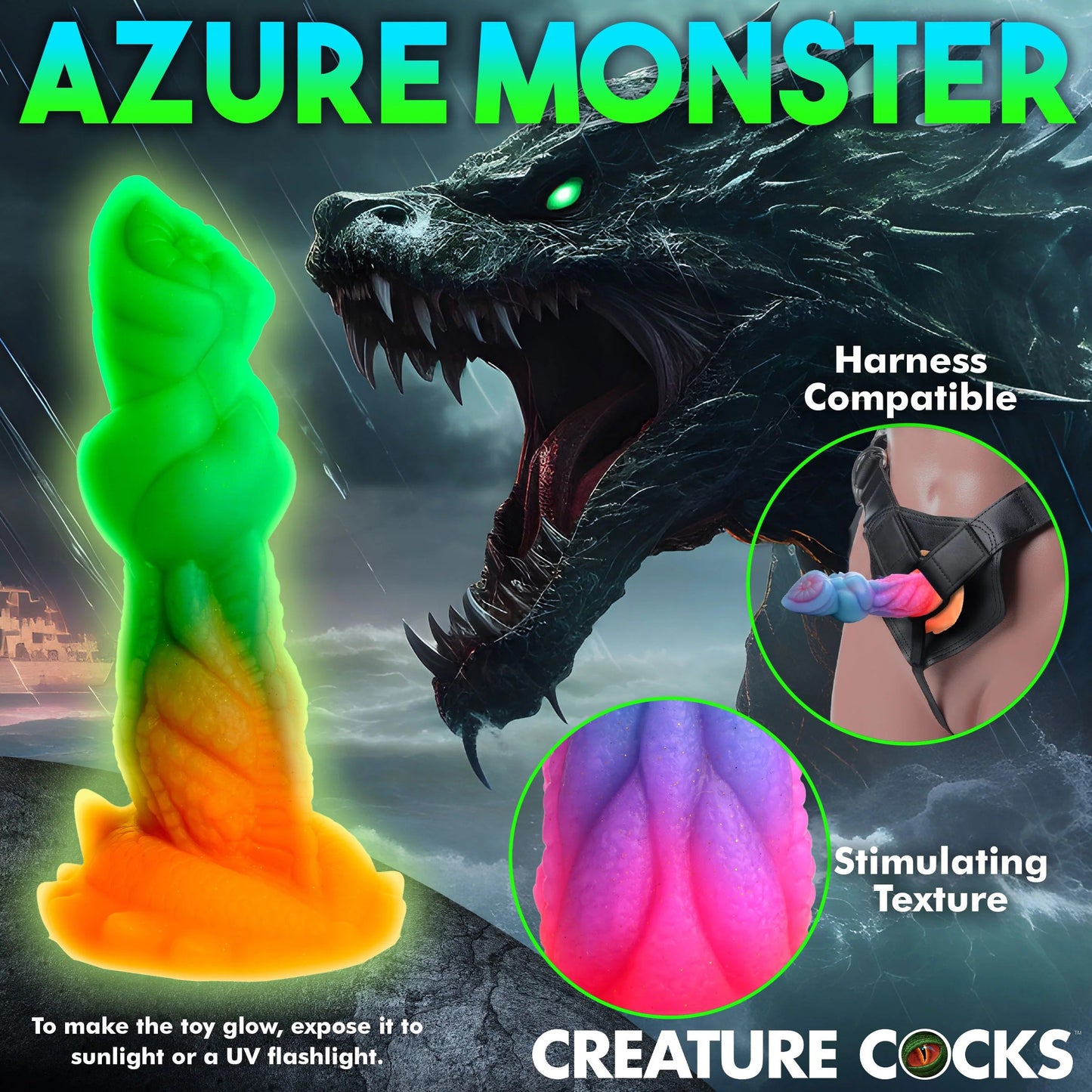 Creature Cocks Aqua-Cock Glow in the Dark – 19.3 cm Fantasy Dildo