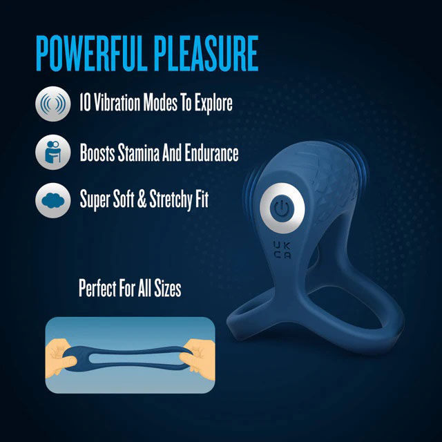 Performance Plus Dual Flex Pro (Blue) – Premium Cock Ring and Ball Strap with 10 Vibration Modes