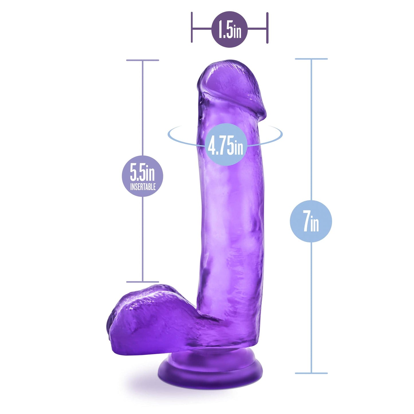 B Yours Sweet N Hard Purple Realistic 7 Inch Dildo with Suction Cup