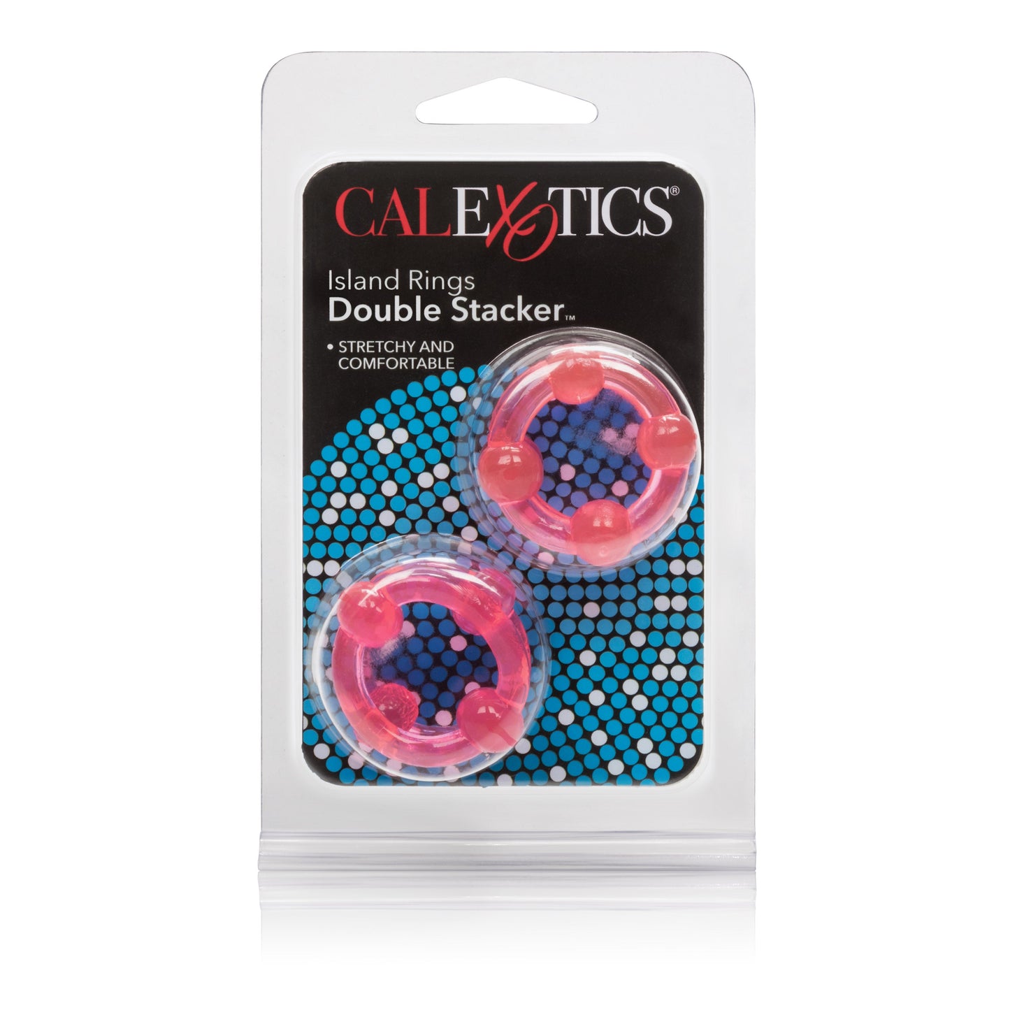 Island Rings Double Stacker Pink Glow in the Dark Stretchy TPE Cock Rings 0.75 Inch 2cm