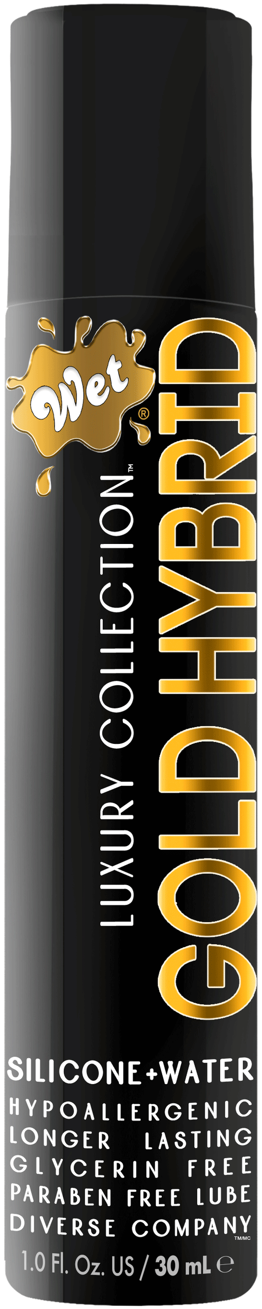 Wet Gold Hybrid Water Silicone Blend – Hypoallergenic Lubricant 1 Fl Oz