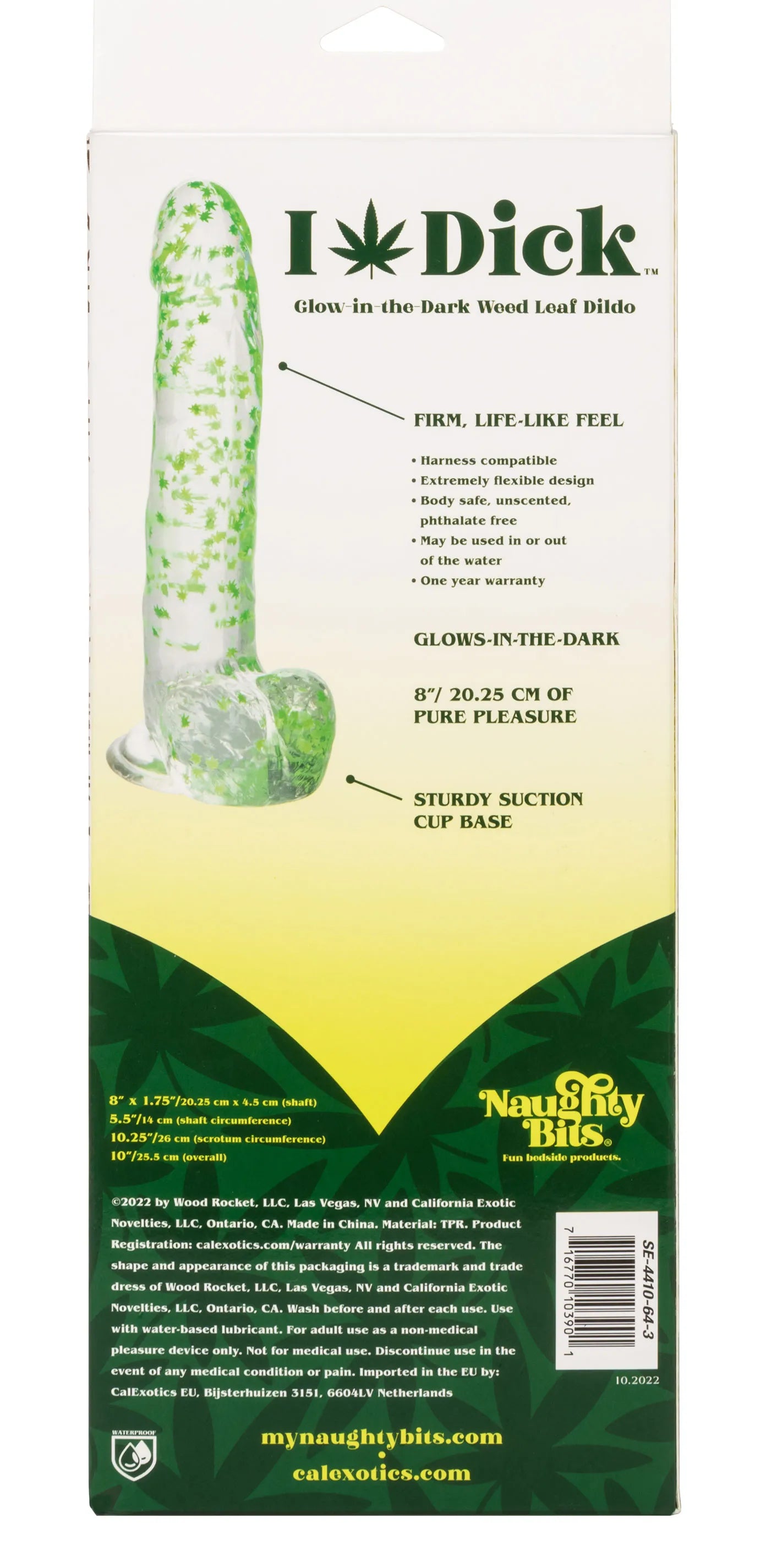 Naughty Bits I Leaf Dick – Glow-in-the-Dark 8 Inch Dildo