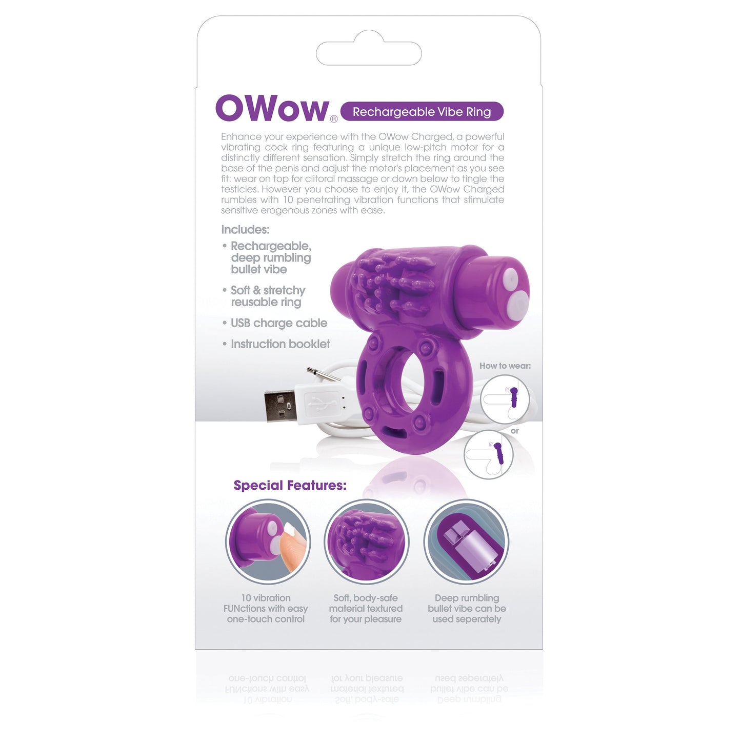 O Wow Ring – Rechargeable Vibrating Cock Ring with 10 Vibration Functions