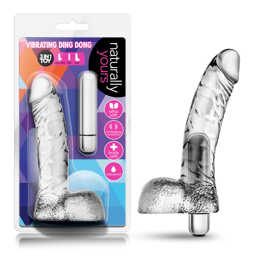 Naturally Yours Clear Vibrating 6.5" Dong