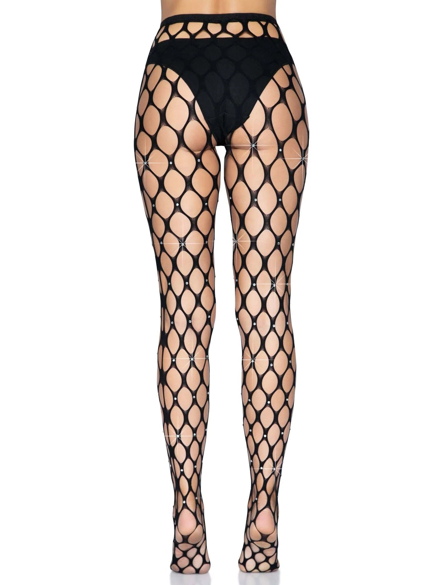 Leg Avenue Loren Rhinestone Jumbo Net Tights (Black) – Stylish Tights