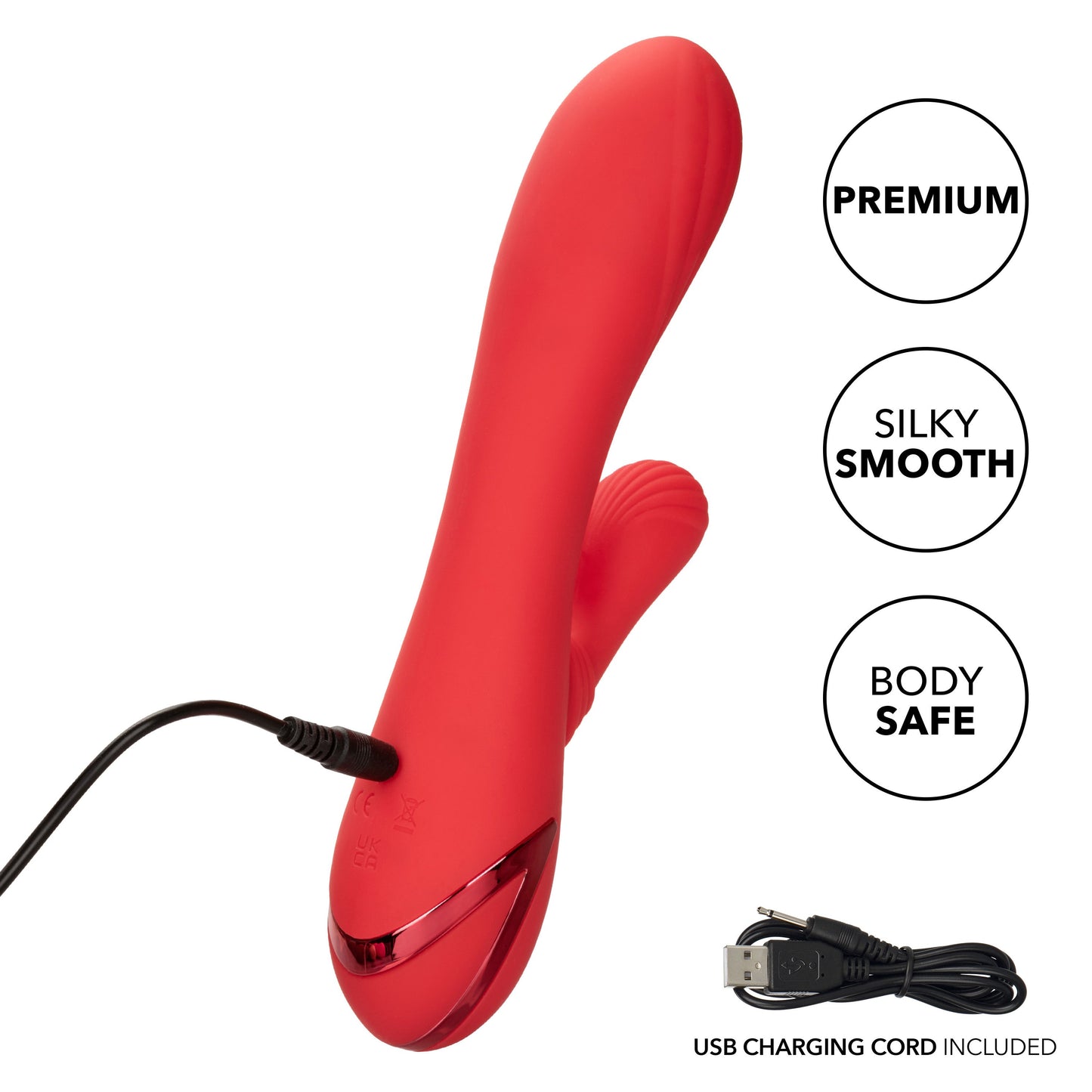 California Dreaming Palisades Passion Red Silicone Heated Massager with Swinging Teaser and Triple Motor Vibrations