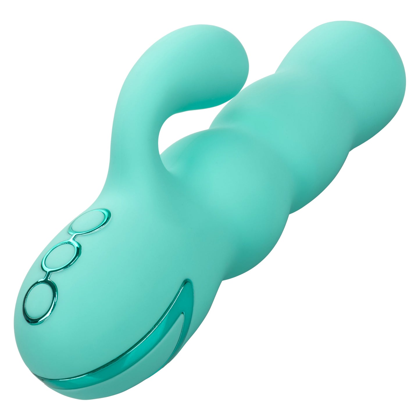 California Dreaming Del Mar Diva Teal Silicone Dual Motor Massager with 10 Vibration Functions =