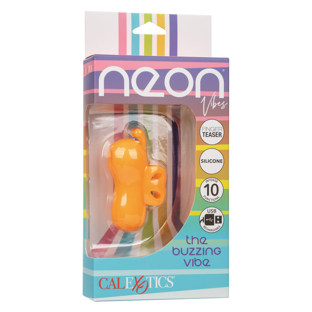 Neon Vibes The Buzzing Vibe Orange Silicone Finger Teaser with 10 Vibration Functions and Rechargeable