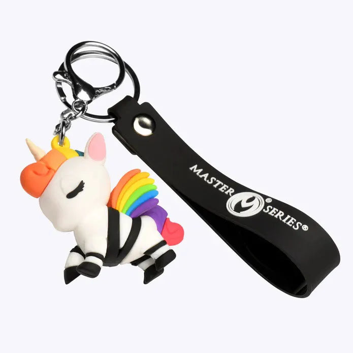Bondage Unicorn Keychain (White Rainbow Mane) – Quirky Accessory Keychain