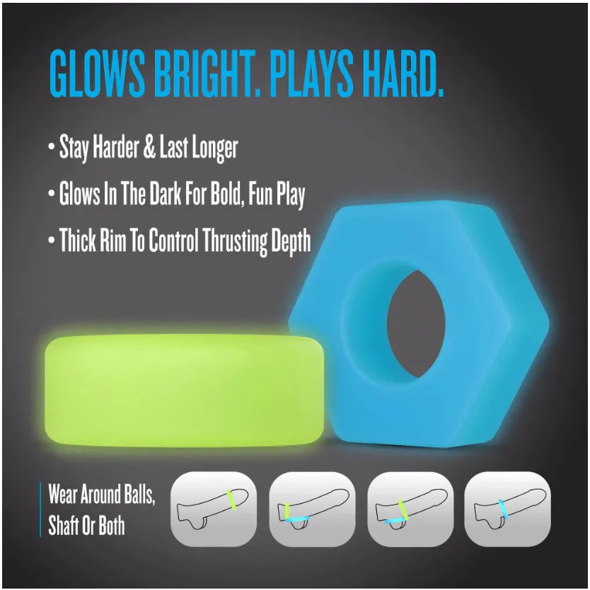 Performance Plus Flash Glow in the Dark – Premium 2-Ring Set Cock Ring