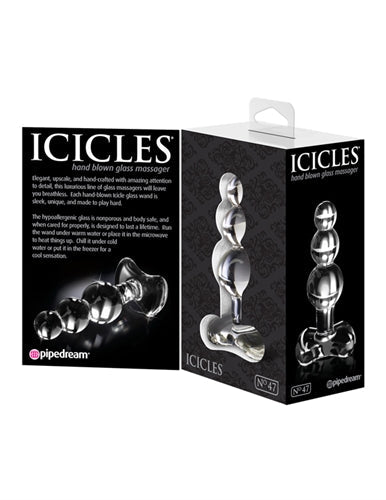 Icicles Clear Glass Anal Plug with Tapered Tip for Comfort