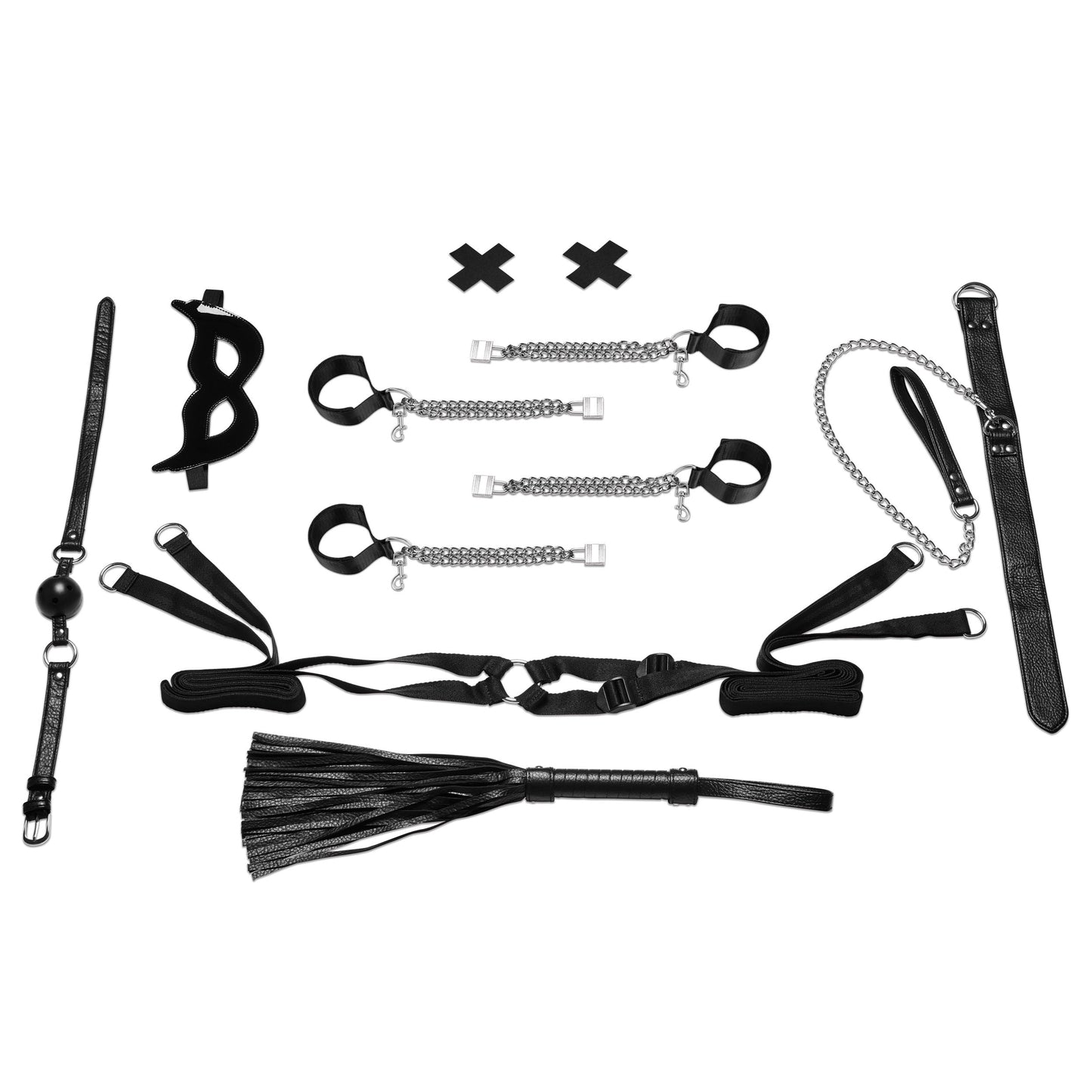 Lux Fetish Master-Slave Domination Chain-Me-Up 6PC Black Bedspreaders Set