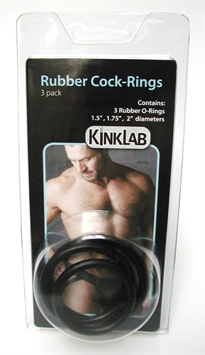 KinkLab Rubber Cock Rings Set of 3 Sizes Comfortable