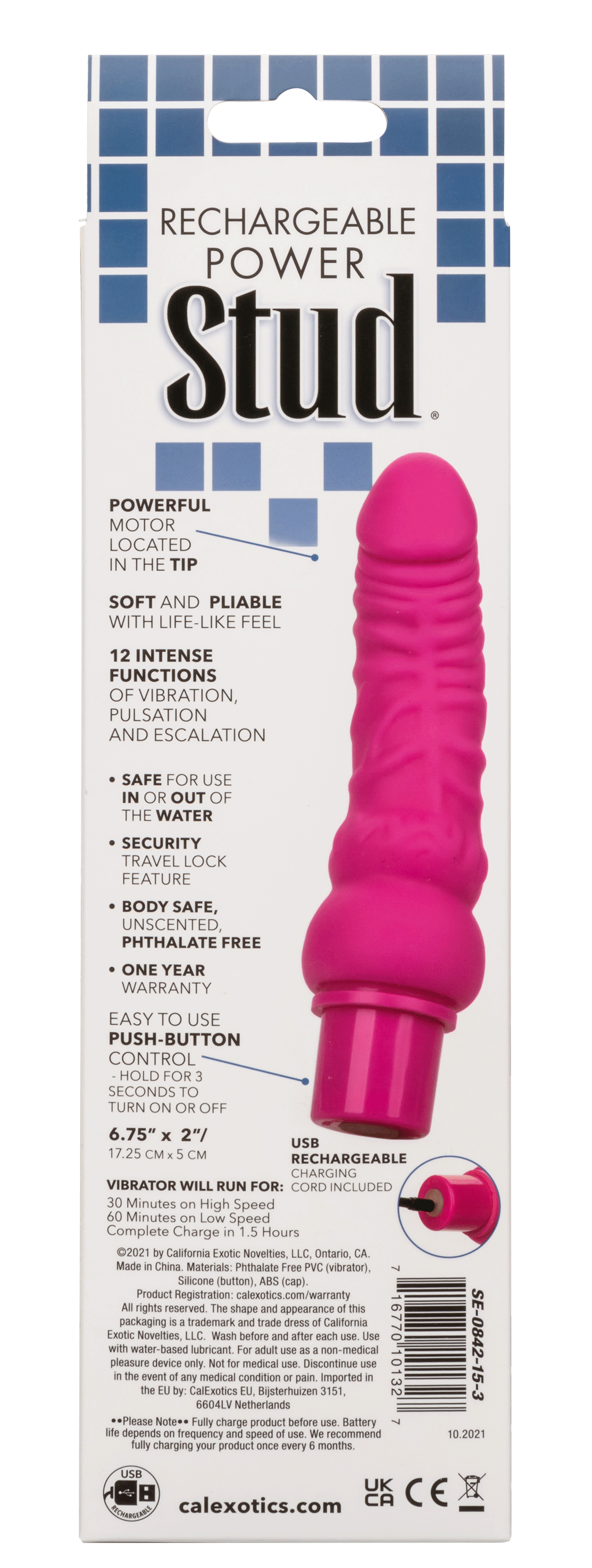 Power Stud Curvy Vibrator Pink Flexible Silicone 12 Functions Waterproof