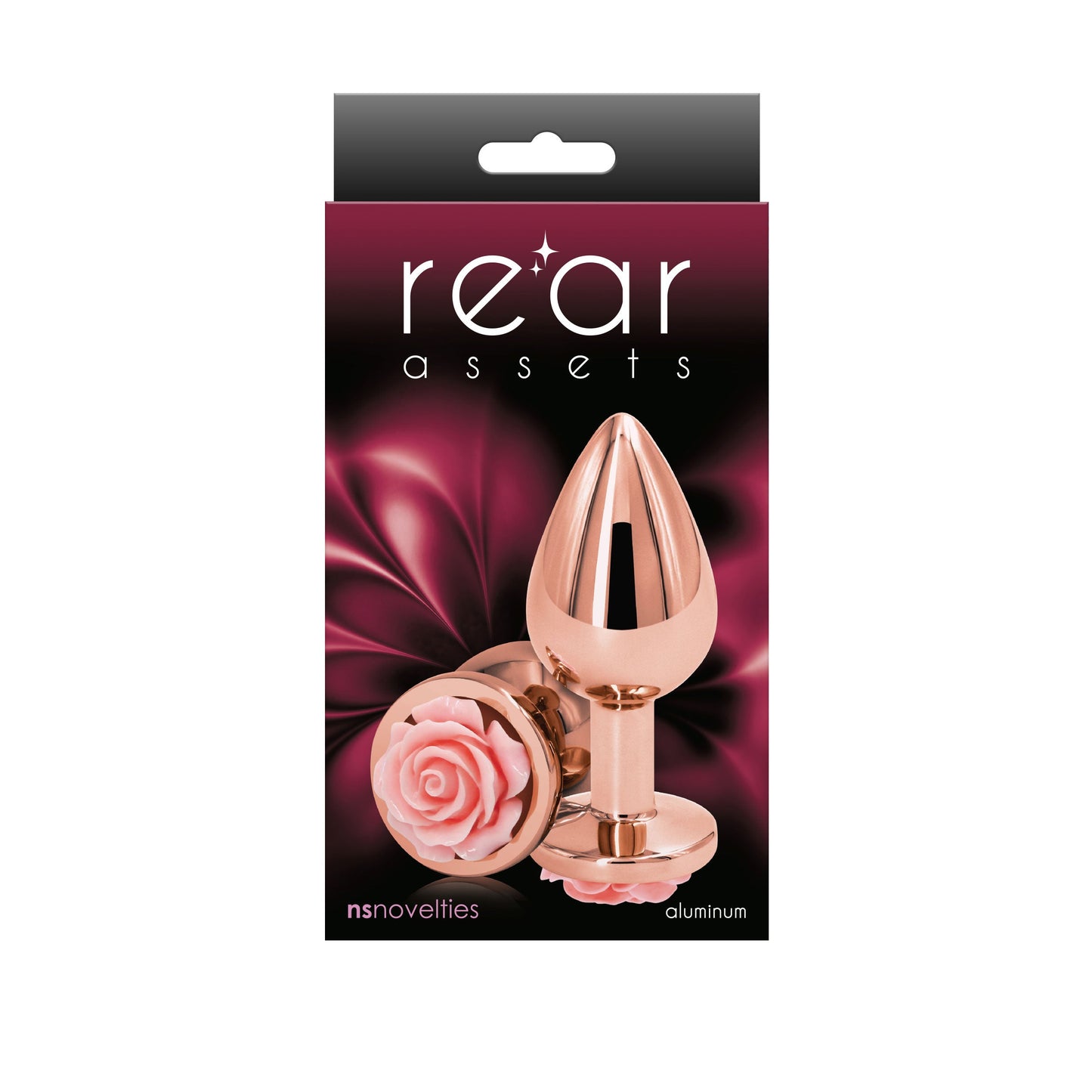 Rear Assets Rose Medium (Pink) – 8.9 cm Chrome-Plated Metal Butt Plug