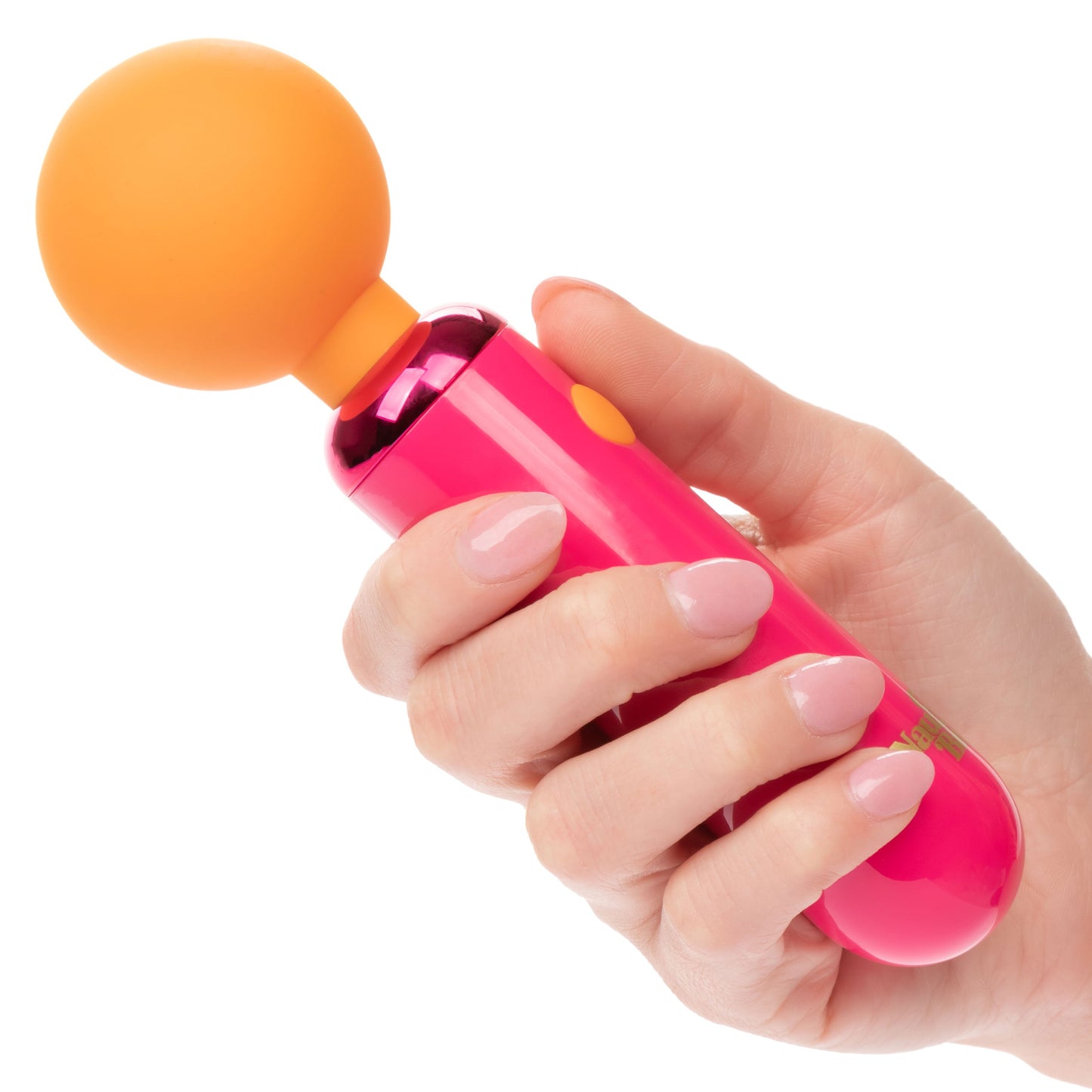 Naughty Bits Home Cumming Queen Vibrating Wand Pink and Orange Silicone Personal Massager