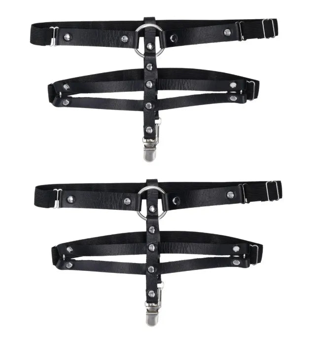 Shadow Garters – Faux Leather Garter Straps with Silver Hardware