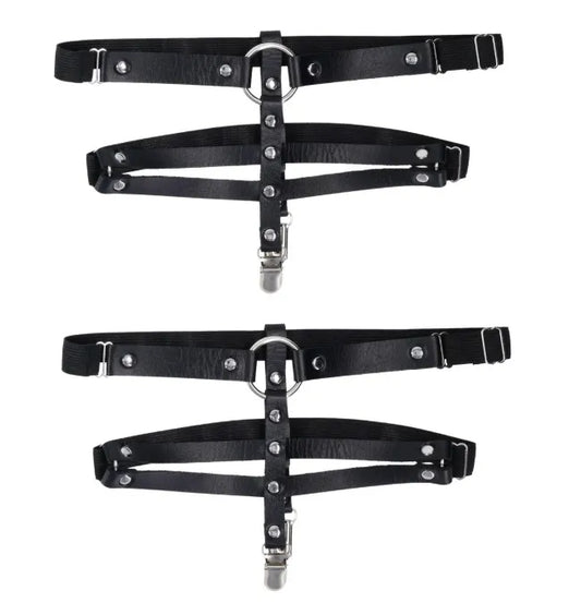 Shadow Garters – Faux Leather Garter Straps with Silver Hardware