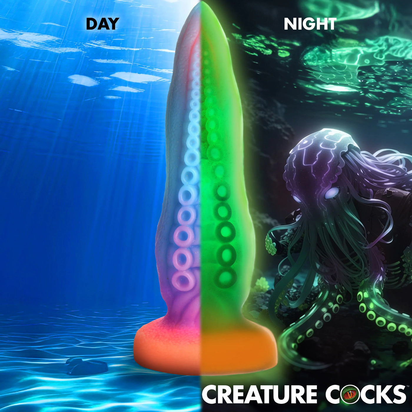 Creature Cocks Tenta Cock Glow In The Dark – Textured Dildo