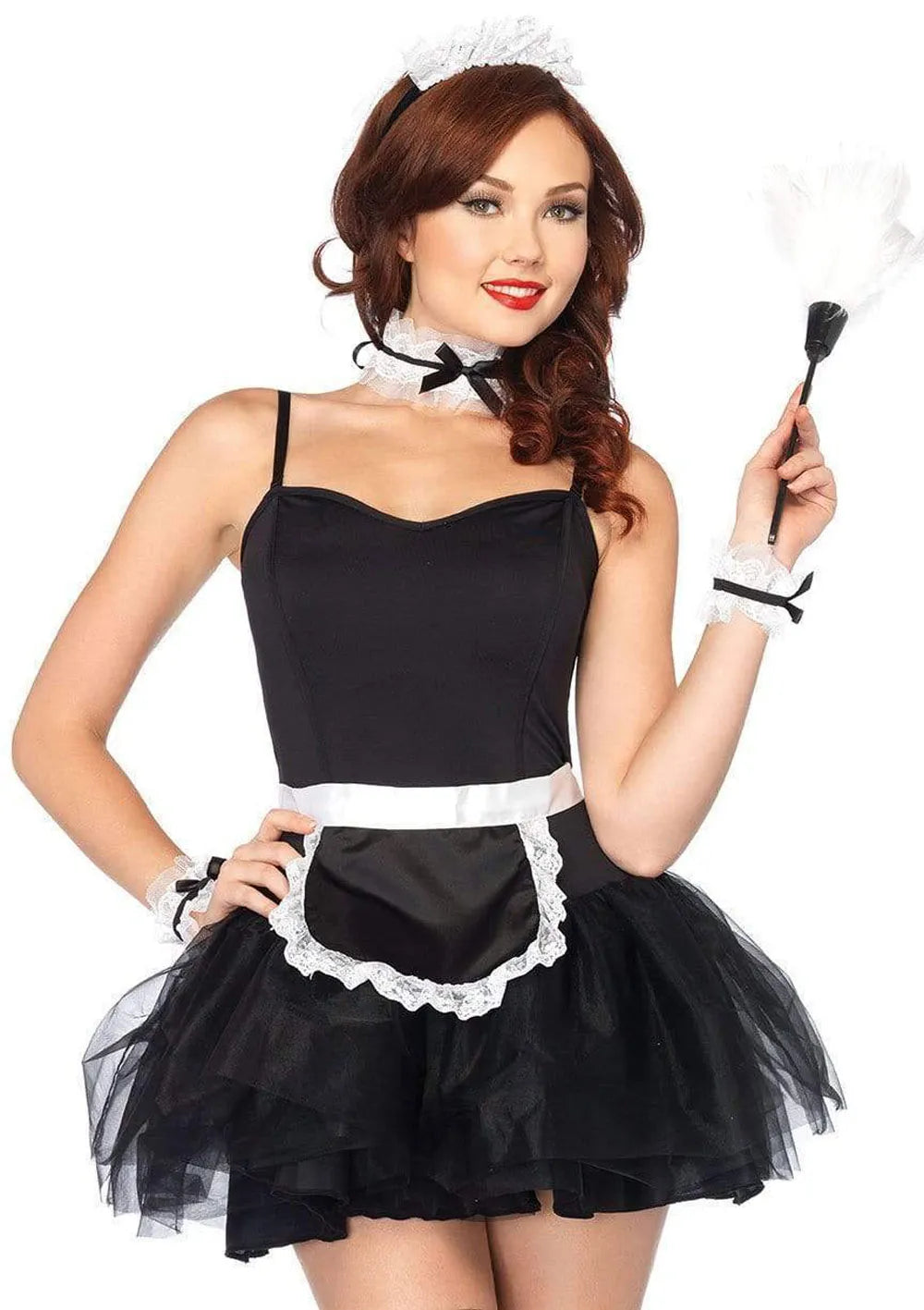 Leg Avenue Lace French Maid Costume Kit – 4-Piece Lingerie Set