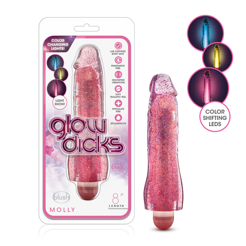 Molly Glitter Realistic Vibrator with Multi-Speed Pink Glow