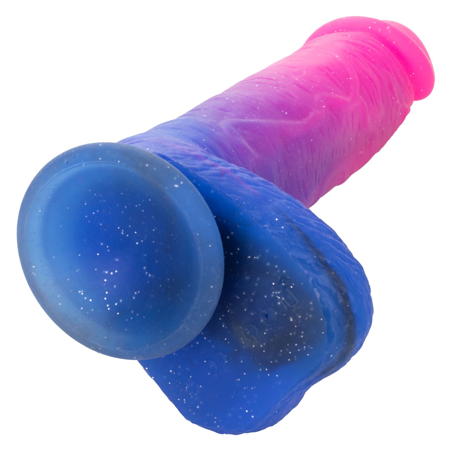 Naughty Bits Ombré Hombre XL Vibrating Dildo in Pink and Blue with Glitter Finish