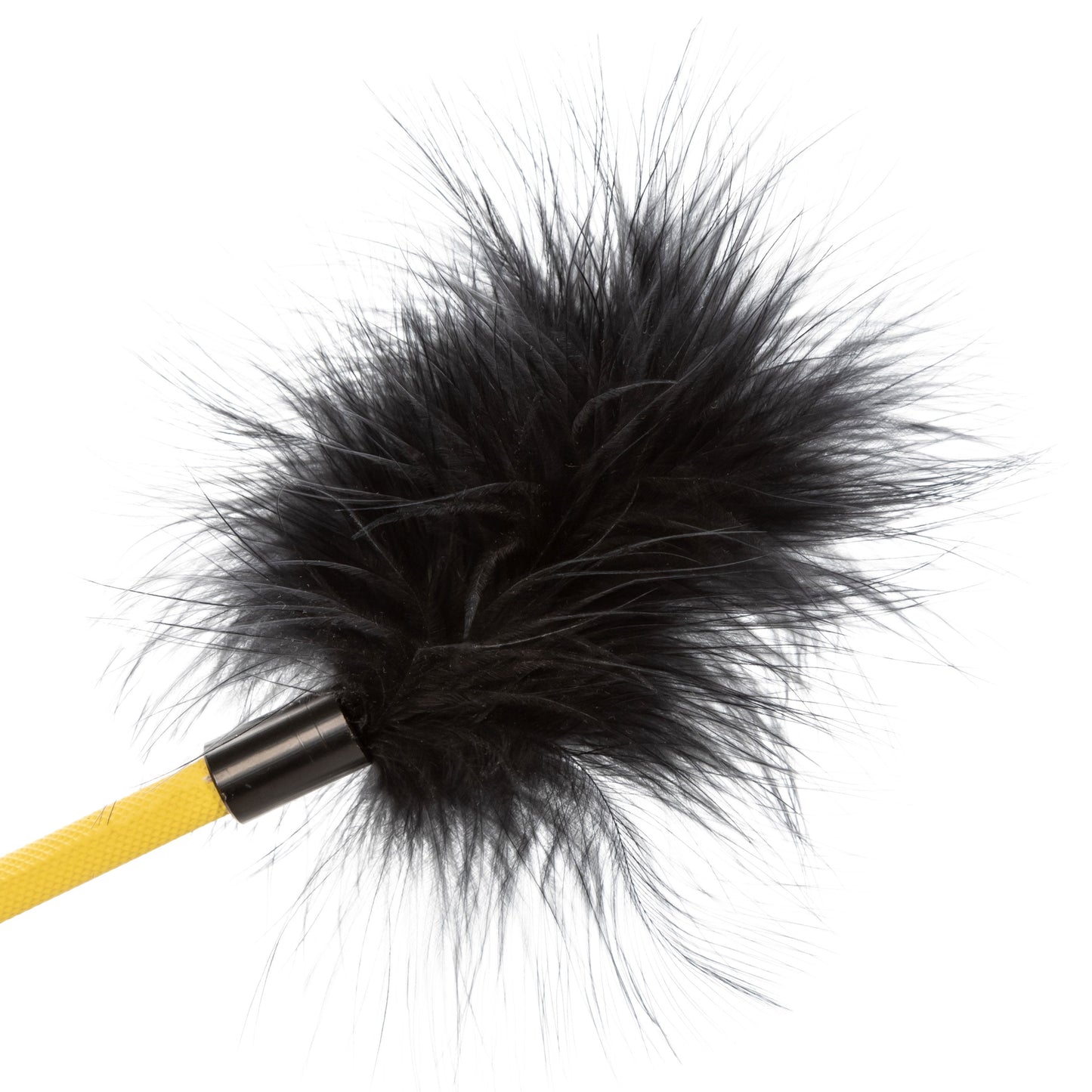 Boundless Feather Crop Black Faux Leather and Feather Tickler BDSM Dual Crop 15 Inch