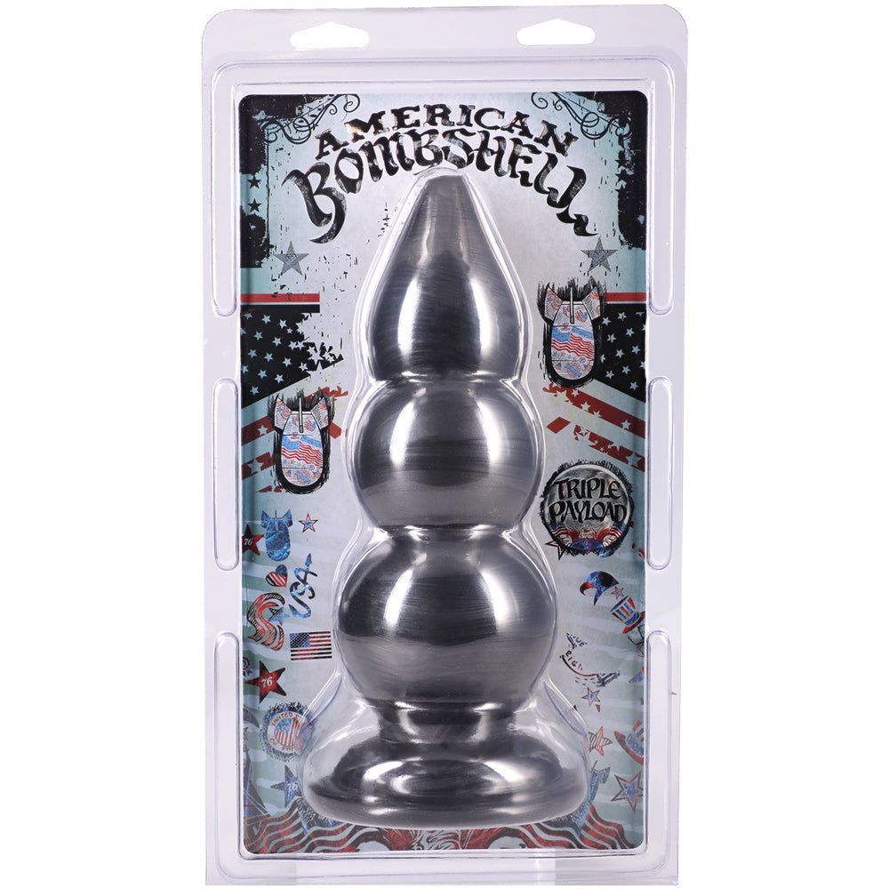 American Bombshell Triple Payload – 7.75 Inch Rippled Butt Plug
