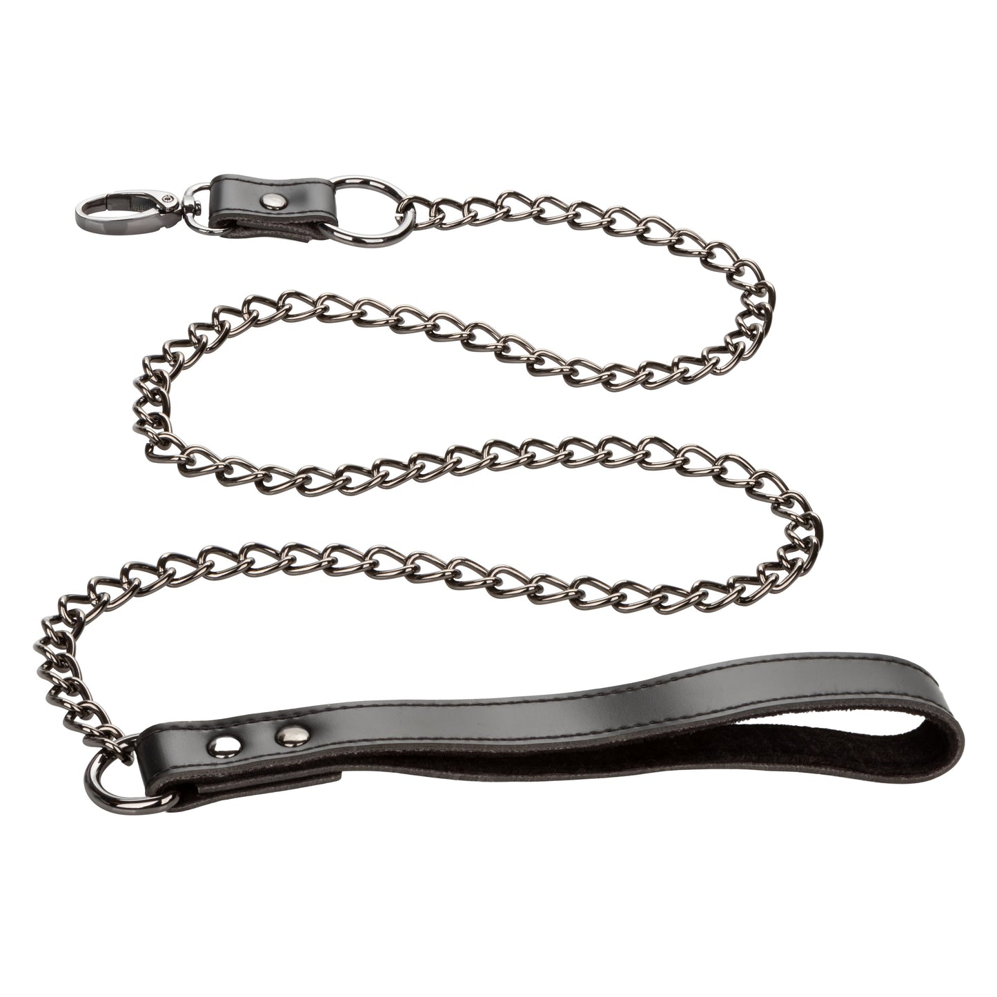 Euphoria Collection Collar With Chain Leash Black Velvet and Vegan Leather