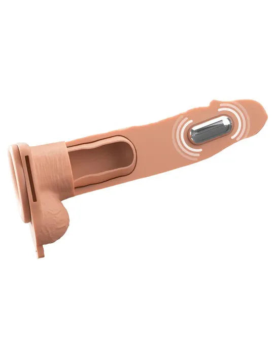 Fantasy X-Tensions Elite (Beige/Brown) – Vibrating Hollow Silicone Strap-On 8 Inch