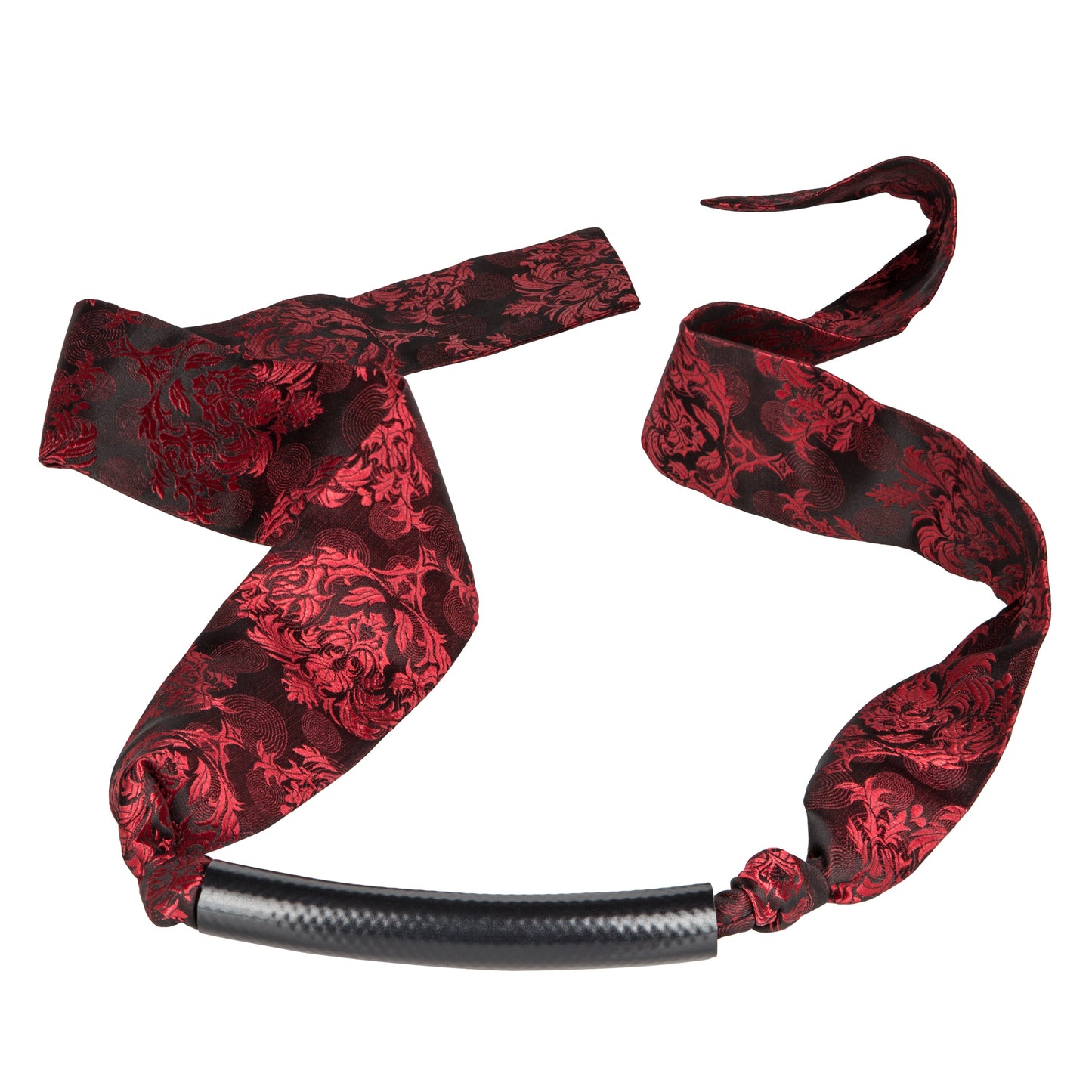Scandal Bar Gag with Black PVC Plastic Bar and Red Black Brocade Double-Padded Strap